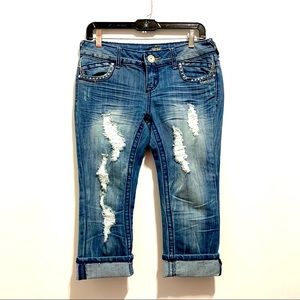 Almost Famous Distressed Bermuda Jean Shorts Denim Jorts